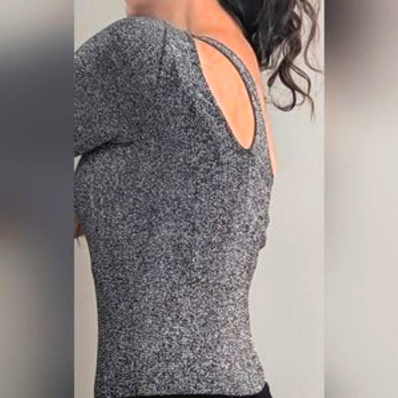 Bebe One Shoulder Bodysuit Women's Metallic Sliver Cutout Shoulder Snaps… - Picture 2 of 16